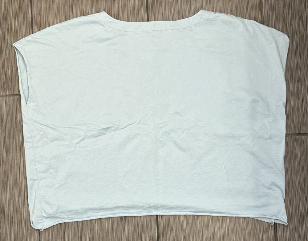 Planet By Lauren G Light Blue Pima Cotton T-shirt OSFA Boxy Rolled Hem
